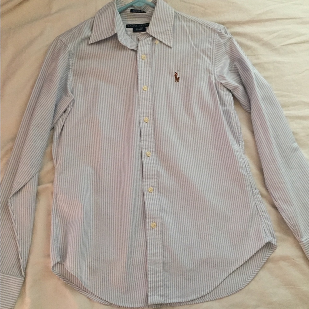 Ralph Lauren women’s dress shirt blue and white s4